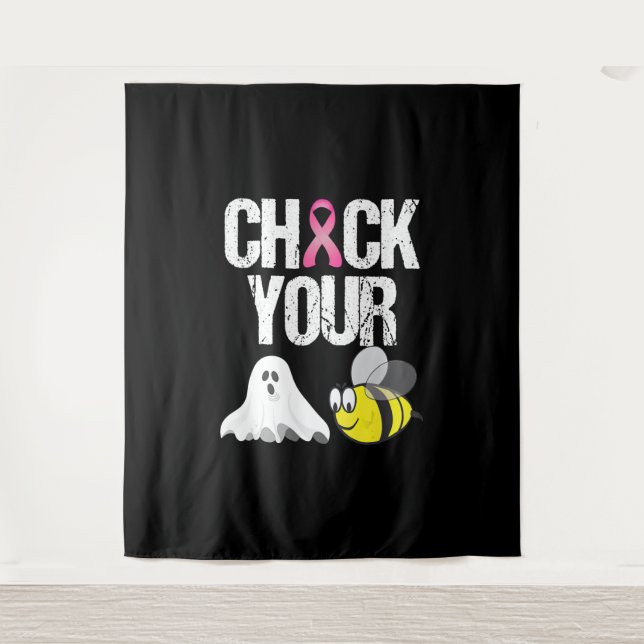 Tenture Vérifier vos abeilles Boo Drôle Cancer du sein Hal (Devant)