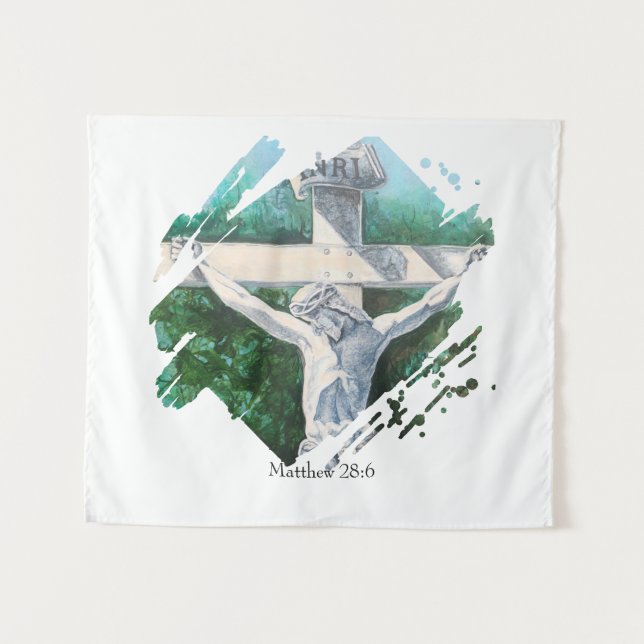 Tenture Verset biblique Il Est Ressuscité Foi (Devant (Horizontal))