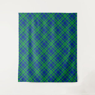 Tenture Vert Sur Bleu Tartan Plaid Design Motif