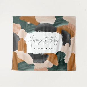 Tenture Vert terracotta aquarelle abstraite anniversaire
