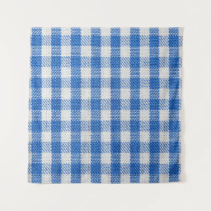 Tenture Vêtements de table recouverts de blanc bleu.