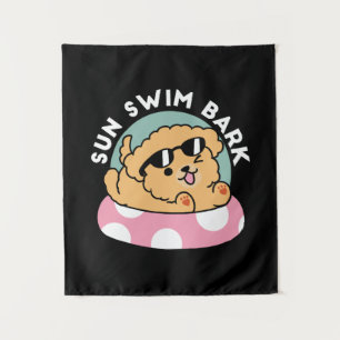 Tenture Vibes d'été Chien - Chiot flottant avec lunettes d
