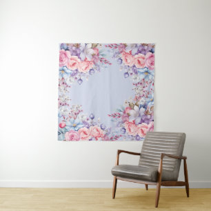 Tenture Vibrant Aqua & Pink Floral Photo fond