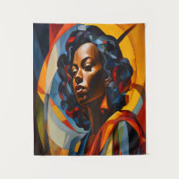 Vibrant Cubiste Abstrait Portrait Art