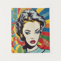 Vibrant Retro Femme Pop Portrait Art