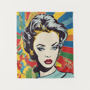 Tenture Vibrant Retro Femme Pop Portrait Art