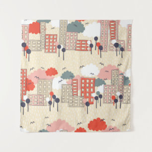 Tenture Vie urbaine : Motif sans couture