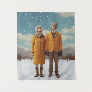 Tenture Vieux Couple Dans La Neige