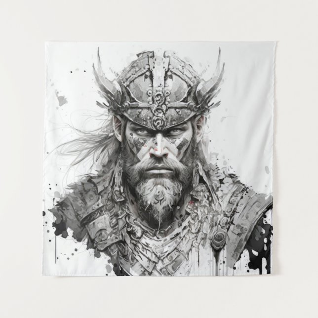 Tenture Viking Warrior Portrait Peinture Historique Tough (Devant)