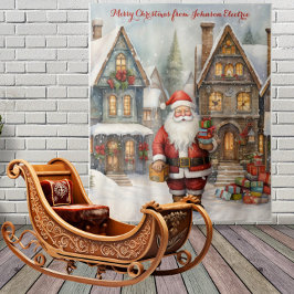 Tenture Village de Noël avec Père Noël