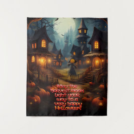 Tenture Village d'Halloween effrayant avec épouvantail