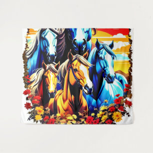 Tenture Vintage Akbars Horses Col cou - Chevaux Cadeau