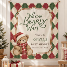 Vintage Christmas Bear Preppy Baby Shower