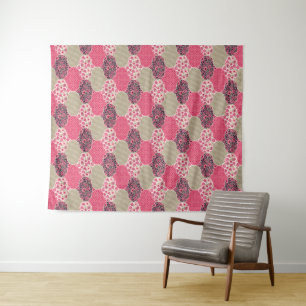 Tenture Vintage Floral Motif marocain rose