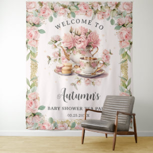 Tenture Vintage Rose Floral High Tea Fête des mariées bébé