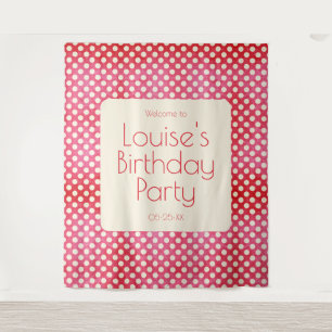 Tenture Vintage Rouge Blanc Polka Point Anniversaire Mur A