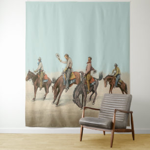Tenture Vintage Western 4 Cowboys à cheval