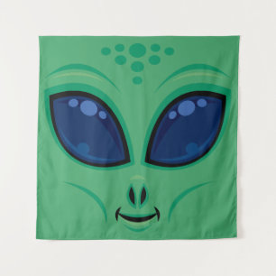 Tenture Visage Alien de dessin convivial