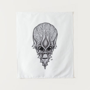 Tenture Visage Alien, Reconstruction faciale du crâne afri
