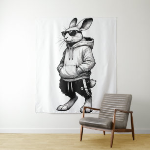 Tenture Visage De Lapin Avec Lunettes De Soleil Joyeux Jou