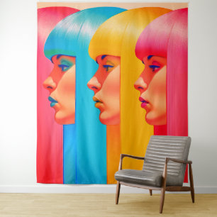 Tenture Visages Colorés Profils Latéraux Multicolores Vibr