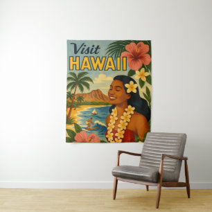 Tenture Visite Hawaii Tourisme Art Mid Century
