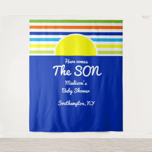 Tenture Voici la toile de fond du Baby shower Son