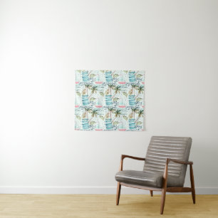 Tenture Voilier d'aquarelle avec le motif de palmier