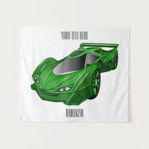 Tenture Voiture de sport verte avec illustration airfos