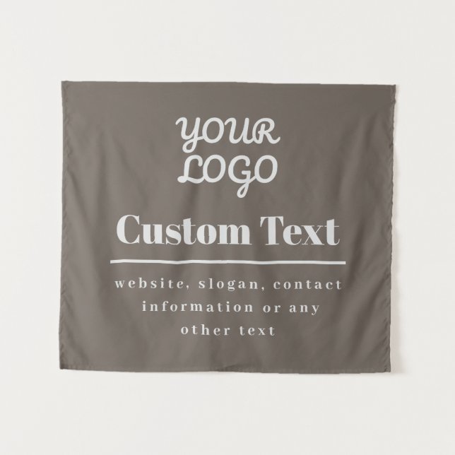 Tenture Votre Logo Moderne Rétro Beige & Gris Clair (Devant (Horizontal))