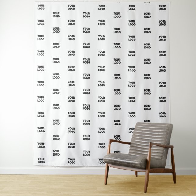 Tenture Votre logo simple logo répétitif | Blanc ou à fair (En situation)