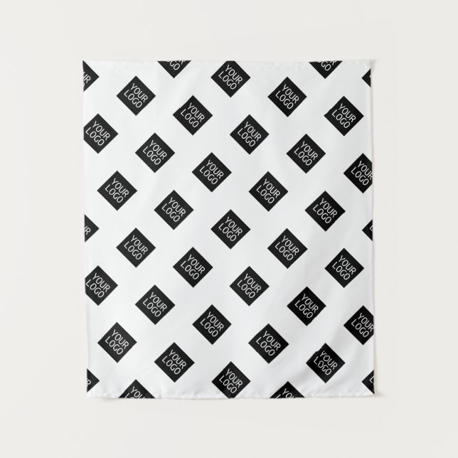Tenture Votre Motif de logo simple et répétitif | Blanc (Devant)