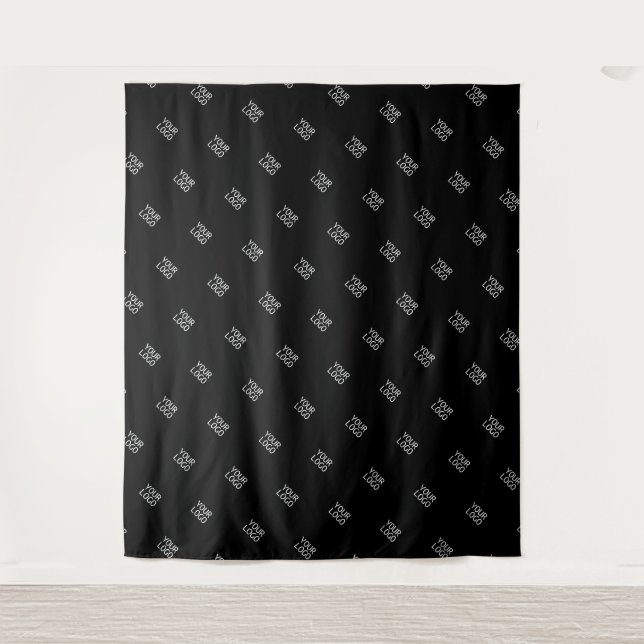 Tenture Votre Motif de logo simple et répétitif | Noir (Devant)