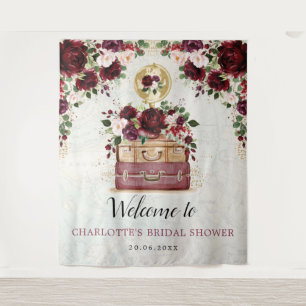 Tenture Voyage Bourgogne Blush Floral Bienvenue à la Marié