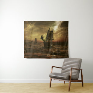 Tenture Voyage en mer au clair de lune, art maritime
