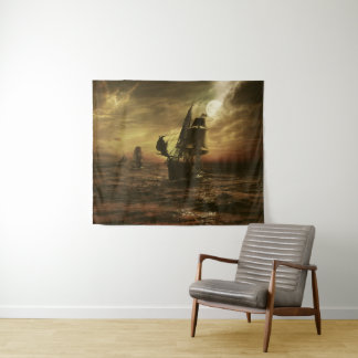 Tenture Voyage en mer au clair de lune - Art maritime