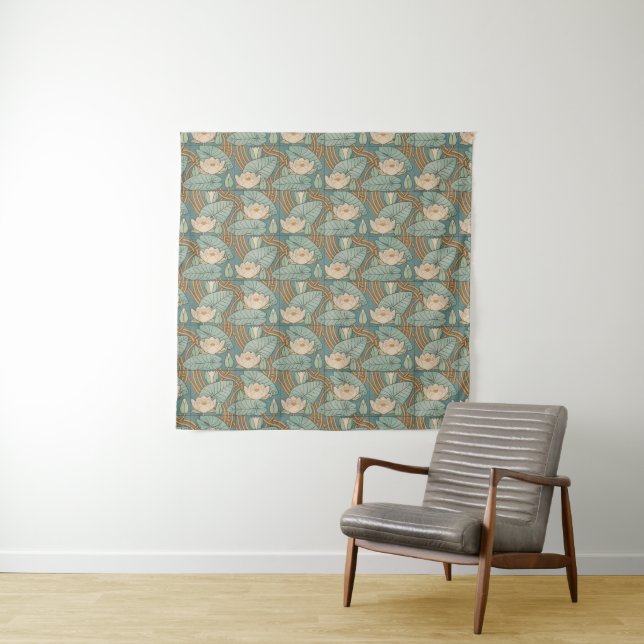 Tenture Water Lys Lily Art Nouveau Nature (En situation)