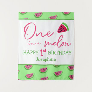 Tenture Watermelon 1er anniversaire Un dans un fond de mel