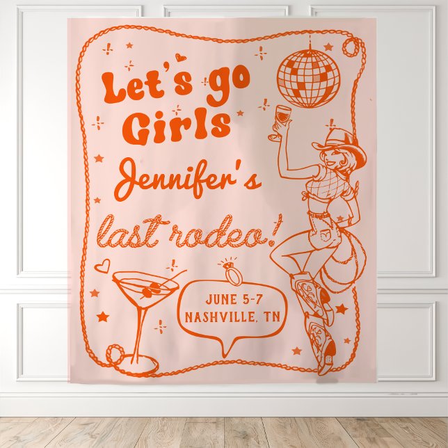 Tenture Week-end de célibataire Rodeo Cowgirl Disco Orange (Créateur téléchargé)