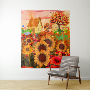 Tenture Western Sun Flowers Art Peinture - Ferme rustique