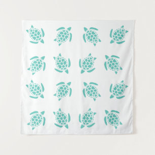 Tenture Whimsical Aqua Blue Sea Turtles Motif nautique