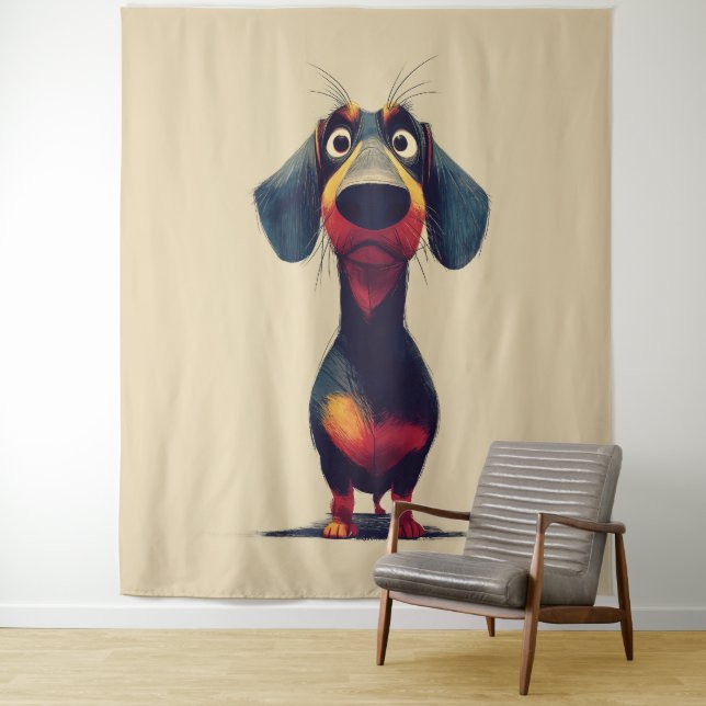 Tenture  Whimsical Dachshund Character Illustration (En situation)