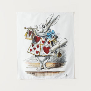 Tenture White Rabbit Alice Wonderland Hearts Fourre-tout
