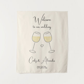 Tenture White Wine Glass Wedding Welcome