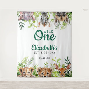 Tenture Wild One Safari Animaux 1er Anniversaire Photo Pro