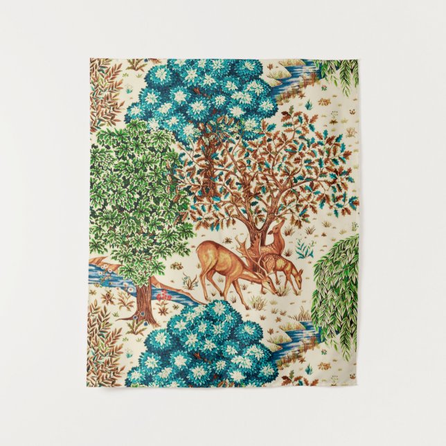 Tenture William Morris Deer par un brook beige (Devant)
