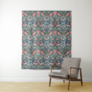 Tenture William Morris Strawberry Thief Marine Corail