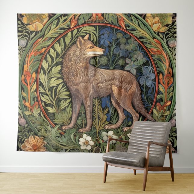 Tenture Wolf dans la forêt Art nouveau (En situation (horizontale))