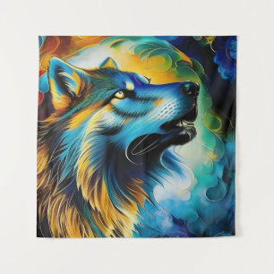 Tenture Wolf Howl coloré
