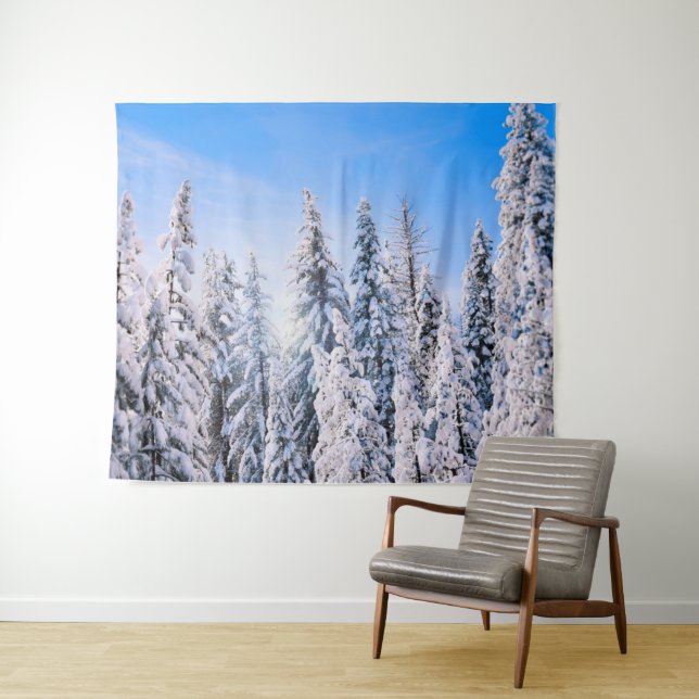 Tenture Wonderland Pine Trees en Neige (En situation (horizontale))